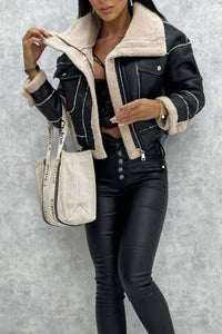 Faux Leather Sherpa Jacket