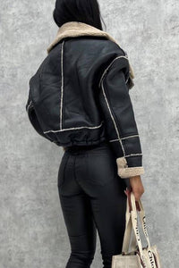 Faux Leather Sherpa Jacket