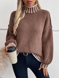 Mock neck knit sweater