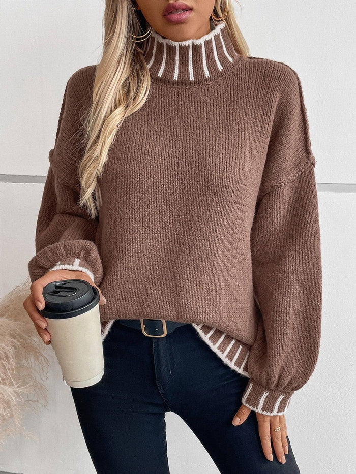 Mock neck knit sweater